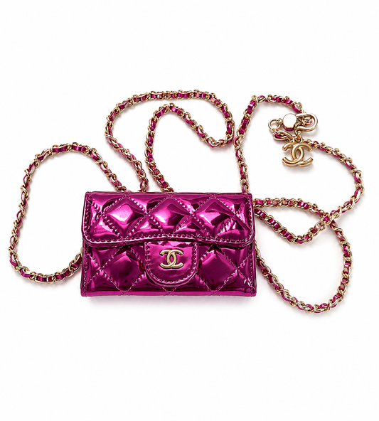 Mini sac cc rose métallique