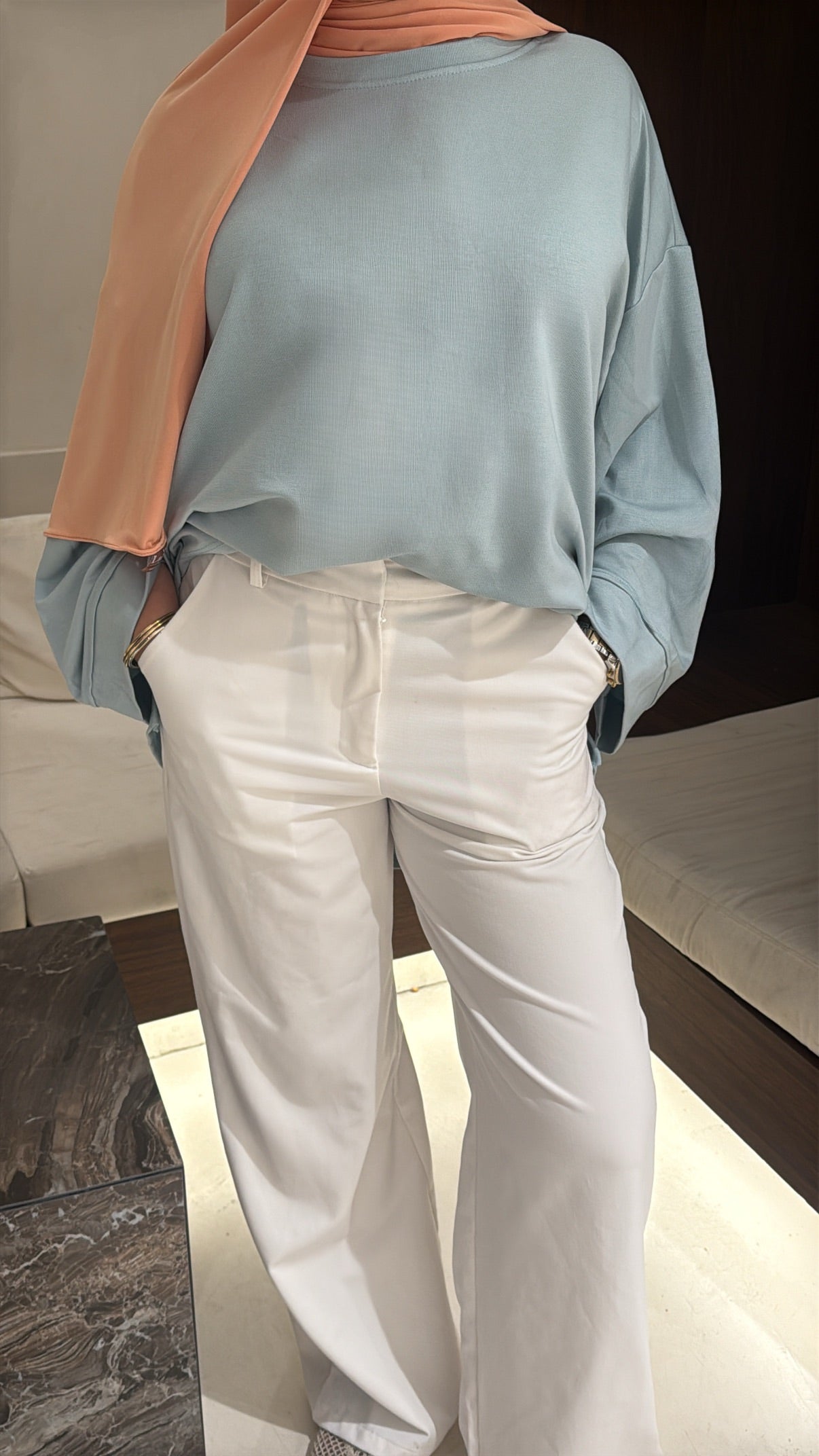 Pantalon blanc coupe droite