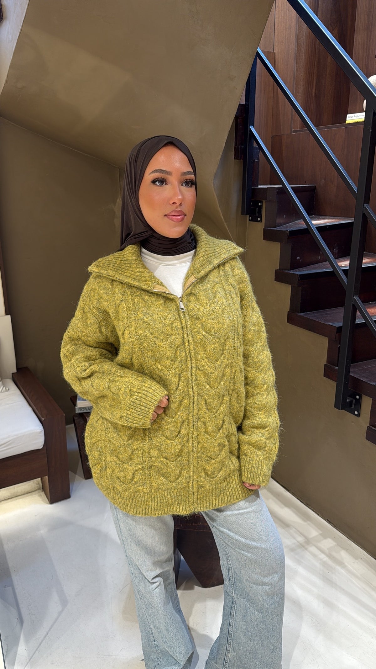 Gilet vert olive en laine