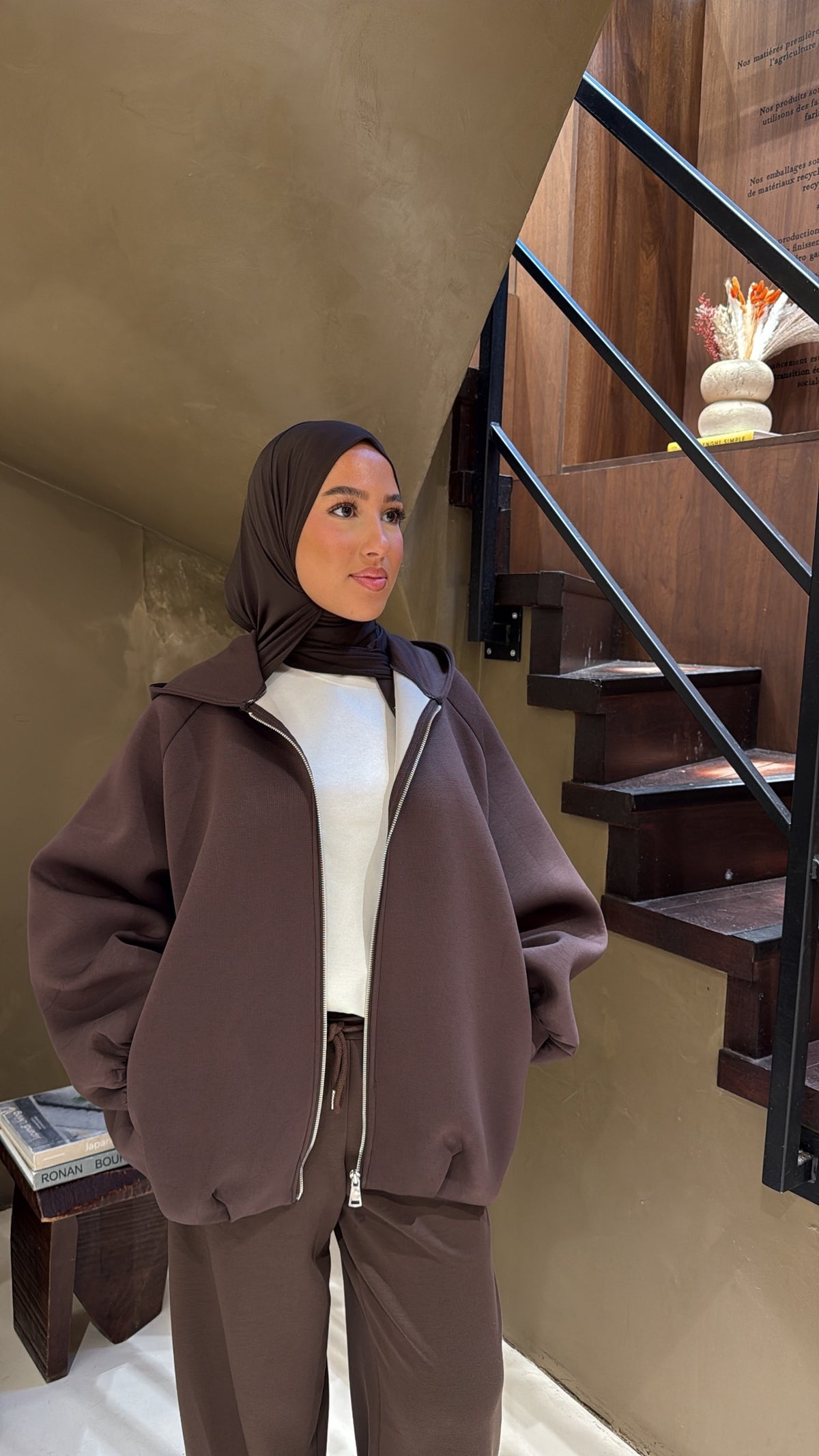 Veste à capuche marron