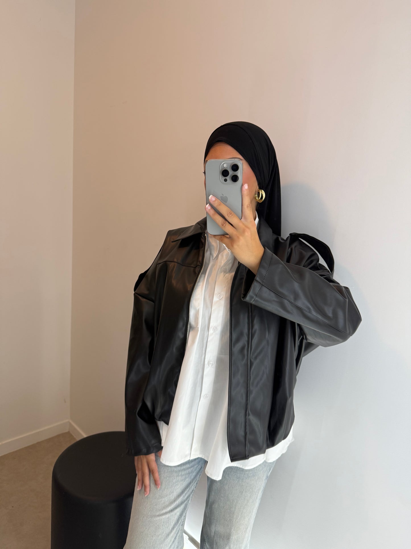 Veste en cuir noire