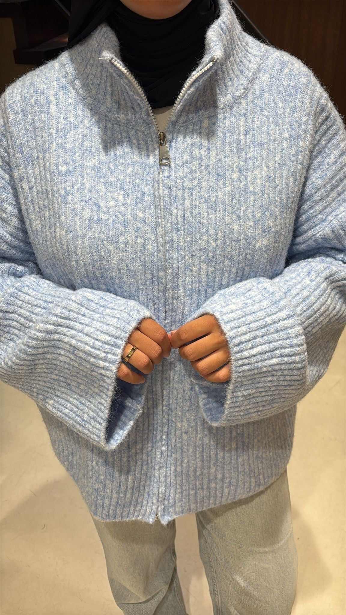 Gilet bleu ciel en laine