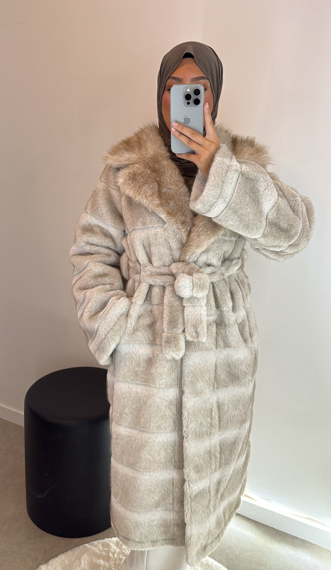 Fourrure bi matière beige