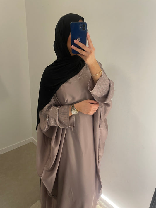 Abaya papillon beige
