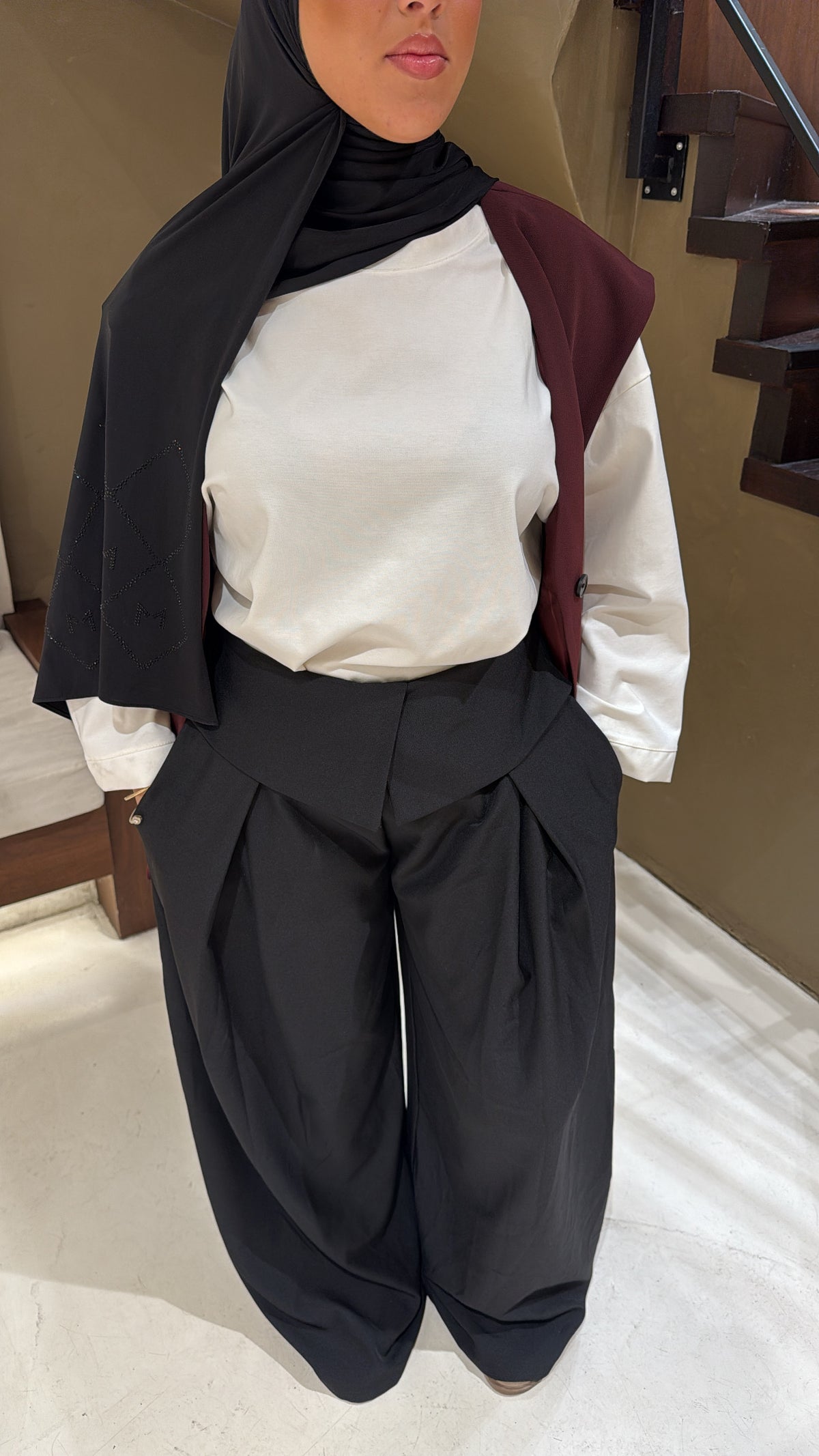 Pantalon à jambes larges noir
