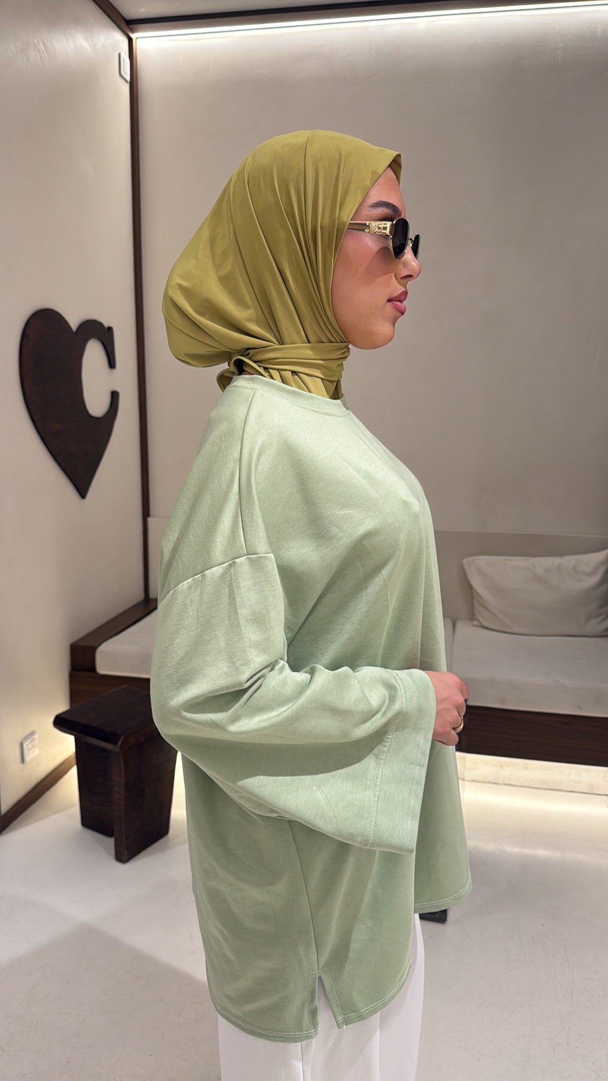 Tee shirt oversize vert matcha
