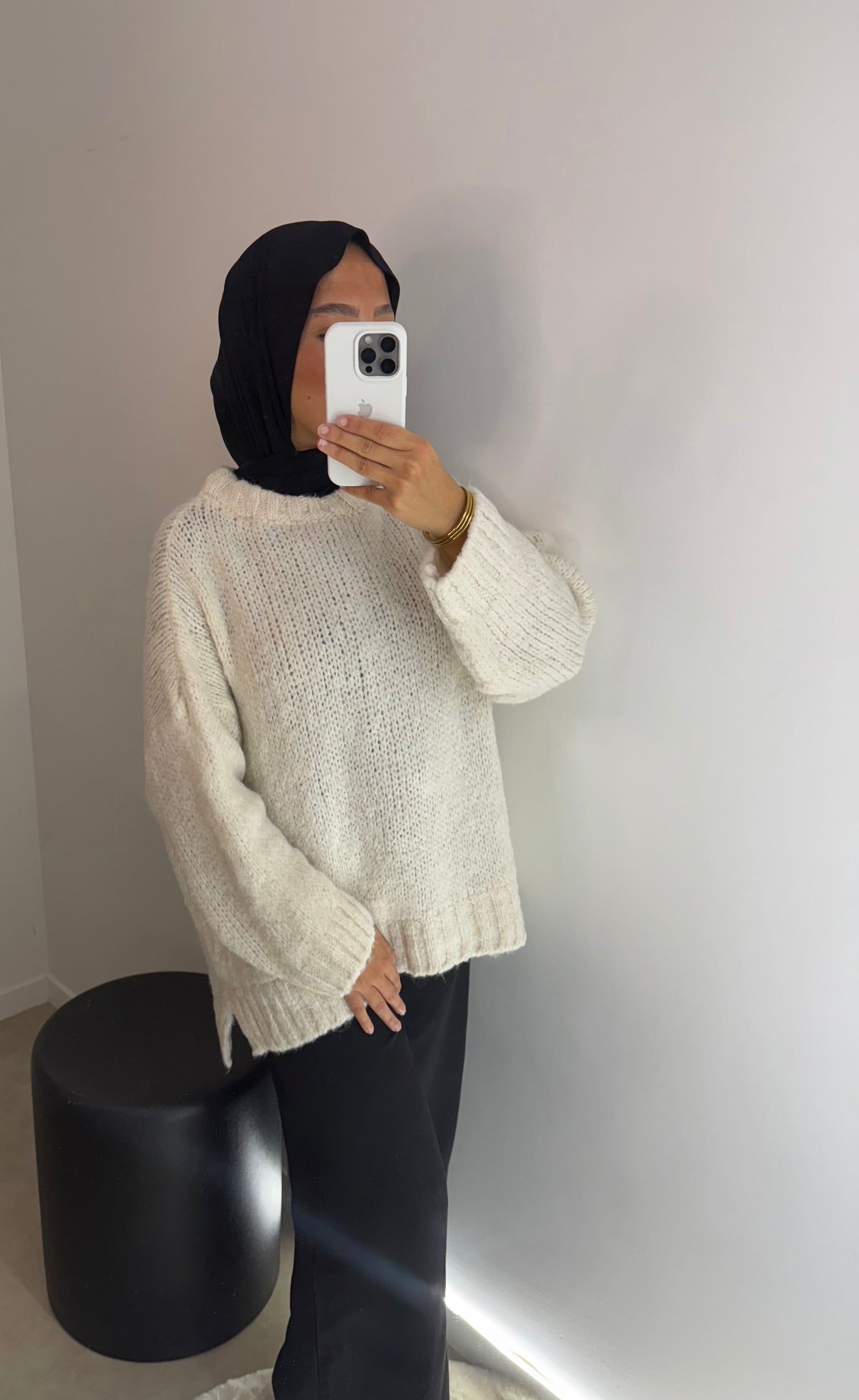 Pull oversize crème