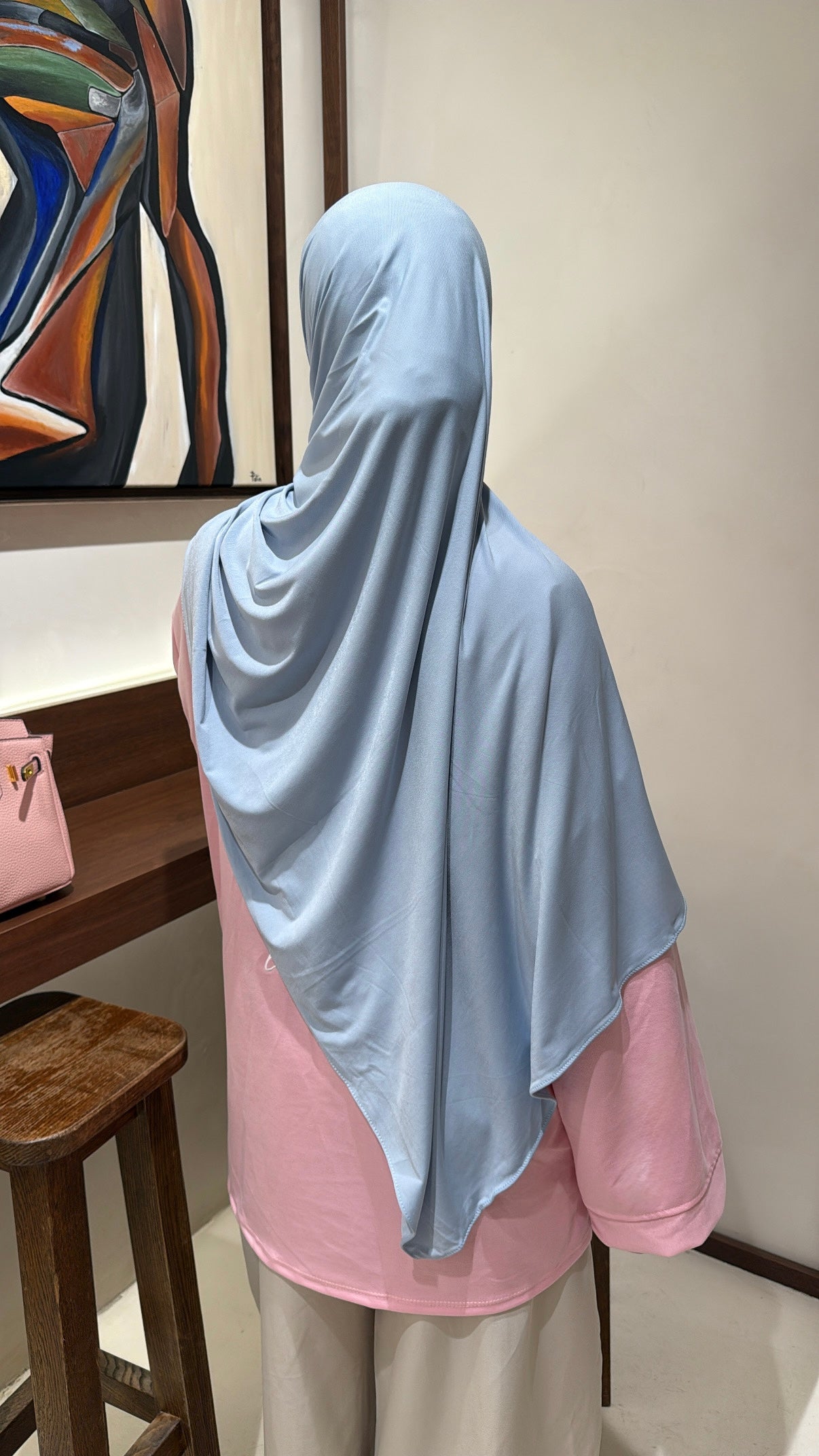 Hijab bleu jersey premium