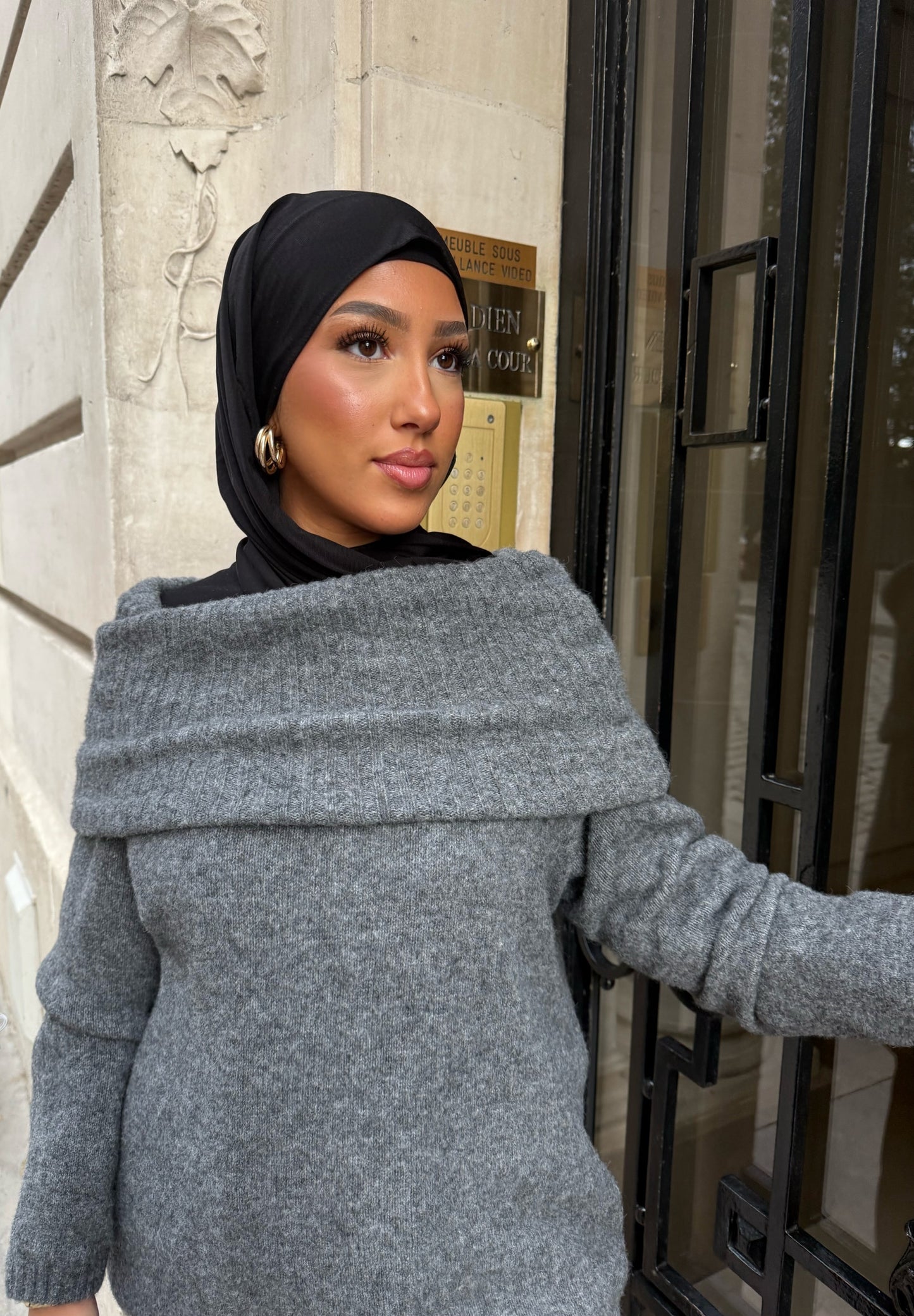 Pull gris col bateau