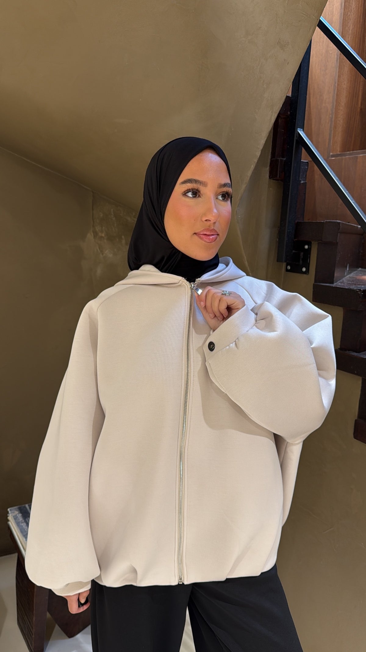 Veste à capuche crème