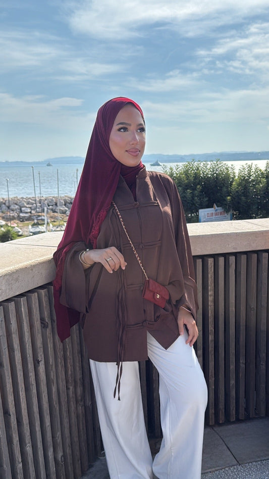 Haut kimono marron