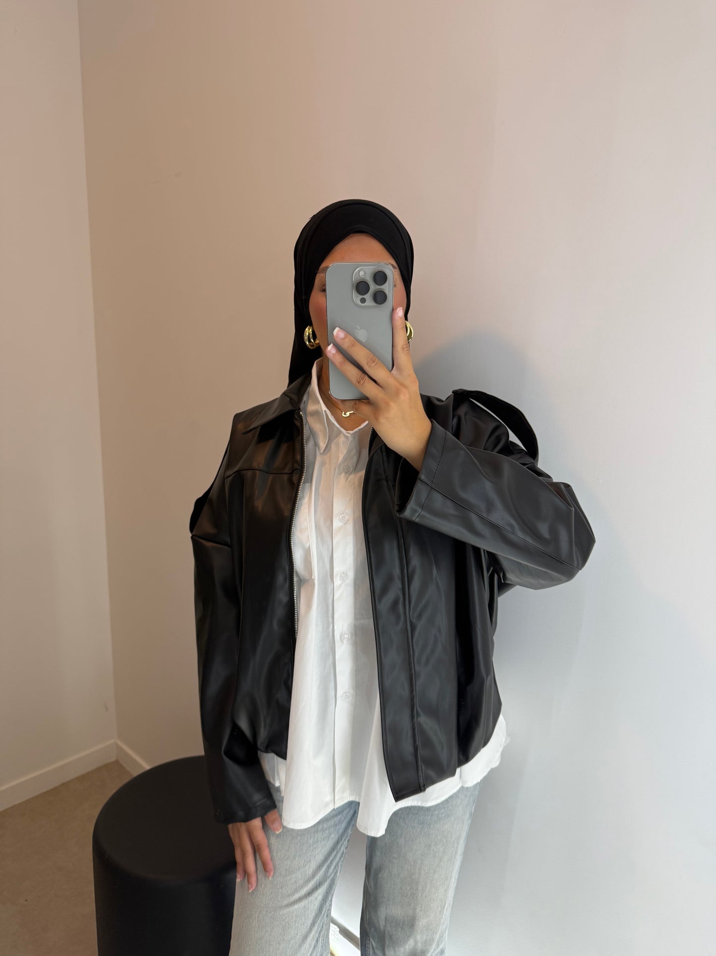 Veste en cuir noire