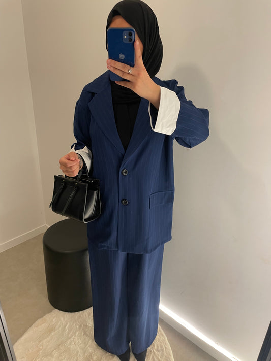 Ensemble blazer pantalon bleu