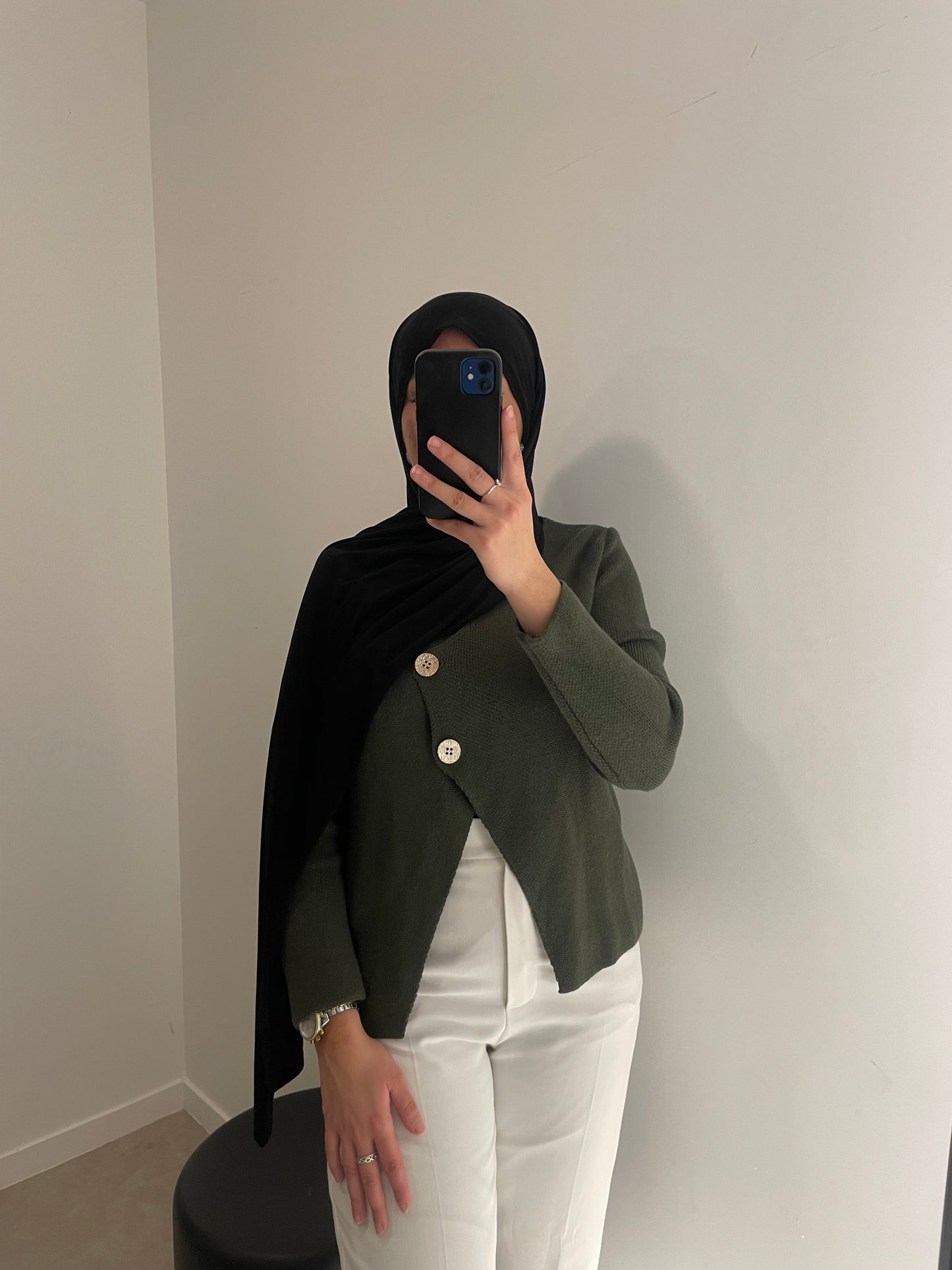 Pull boutonné kaki