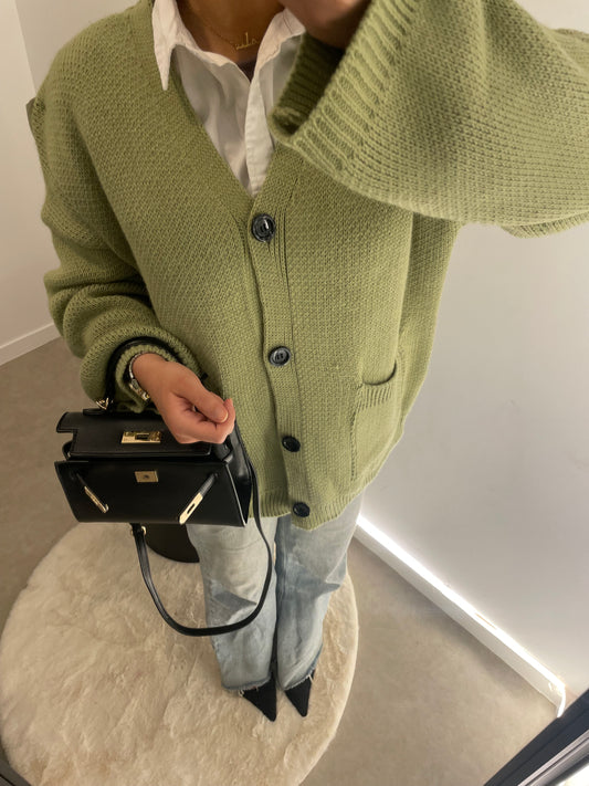 Gilet cardigan vert pistache