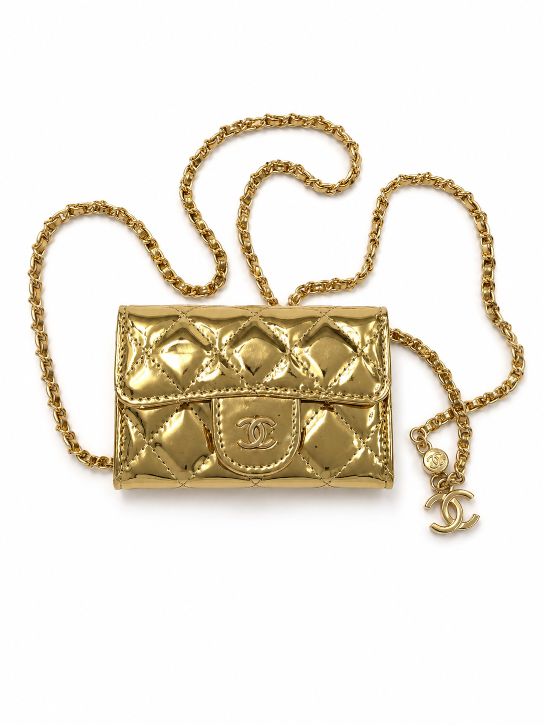 Mini sac cc doré métallique
