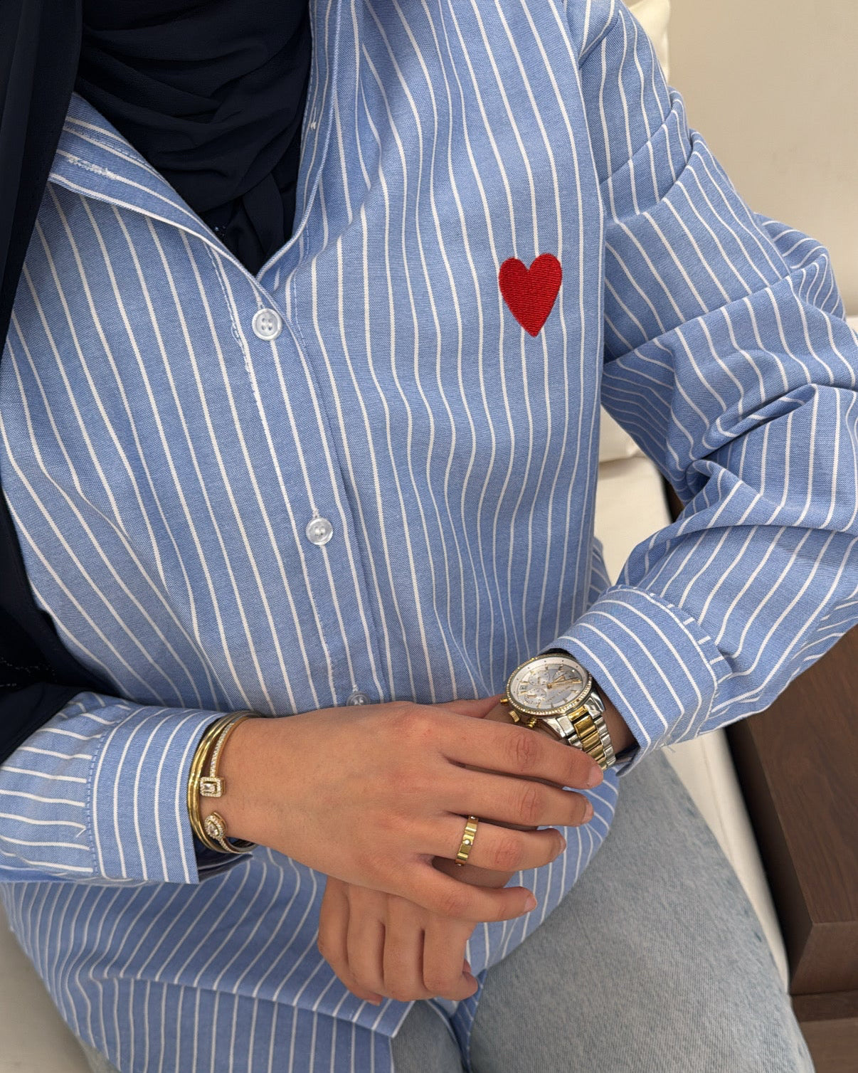 Chemise à rayure cœur