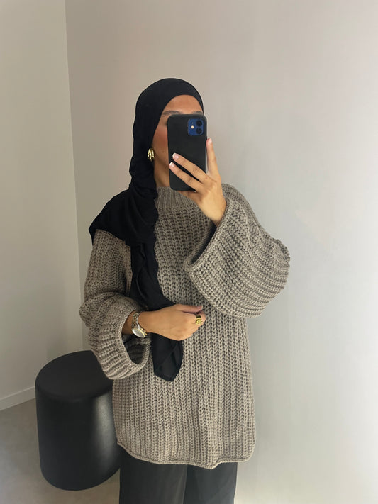 Pull oversize taupe