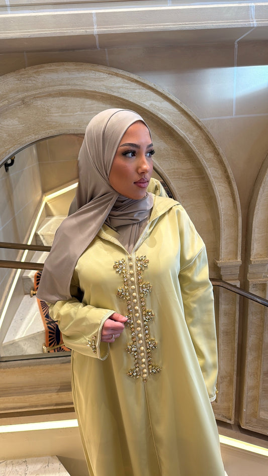 Jellaba jaune strass