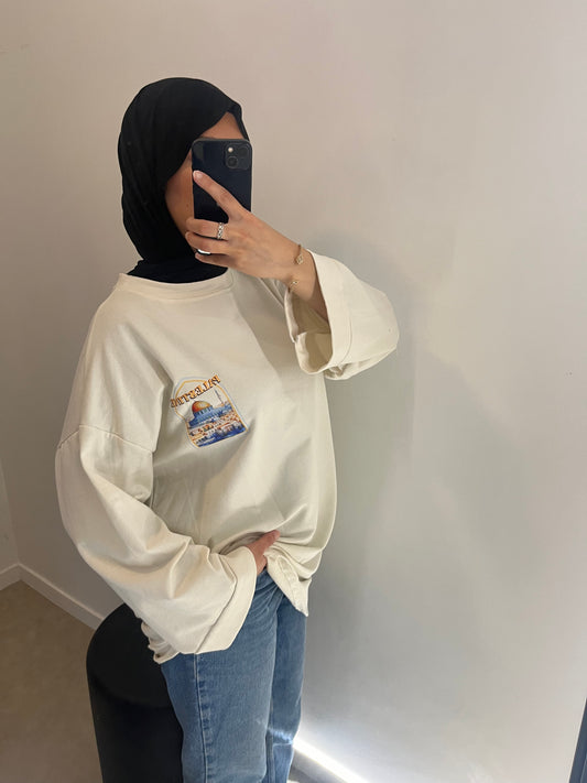 Tee shirt oversize beige PALESTINE